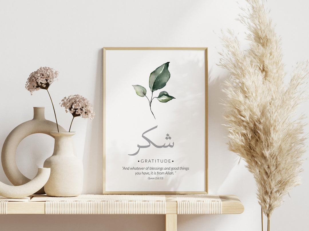 Islamic Quotes Wall Art - Floral Islamic Art - Muslim Home Decor