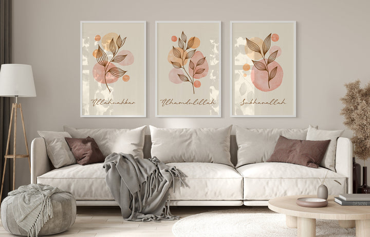 Floral Muslim Poster Set with Dhikr in English