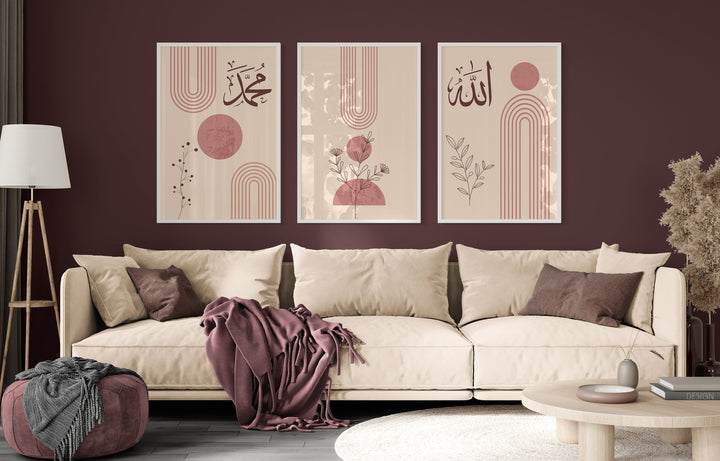 Boho Maroon Pink Dhikr Prints