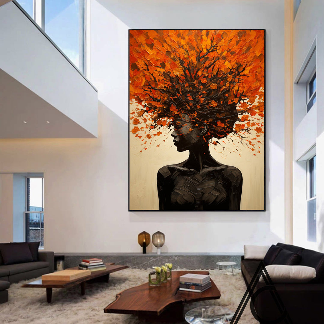 bold colorful portrait of a woman on framed canvas