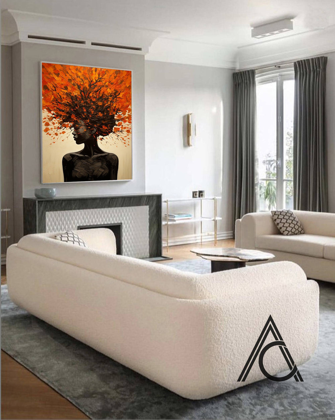 abstract-inspired female portrait on premium canvas