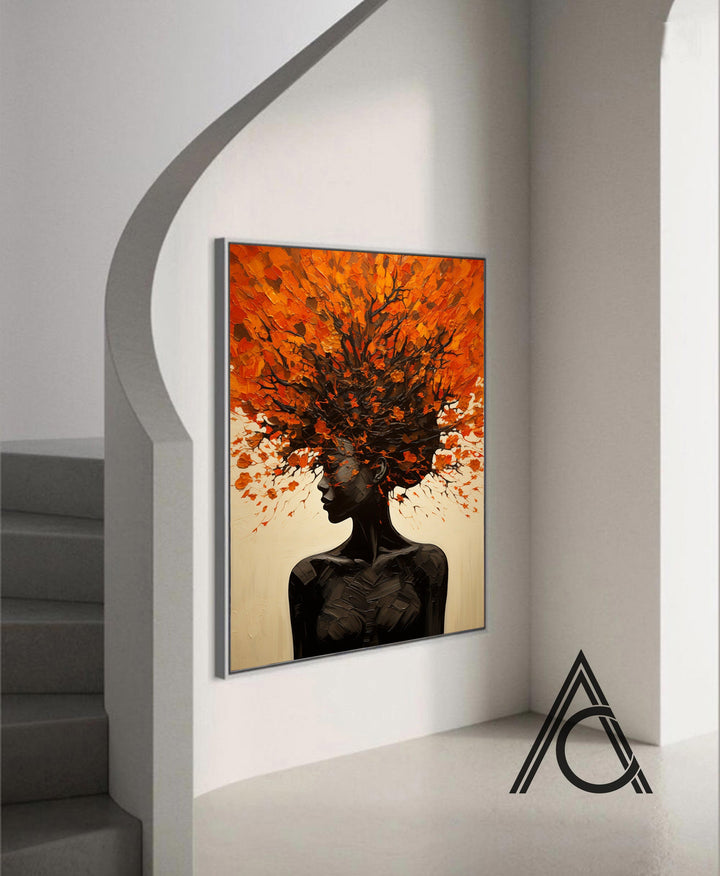 gallery-wrapped canvas painting of a woman for living spaces