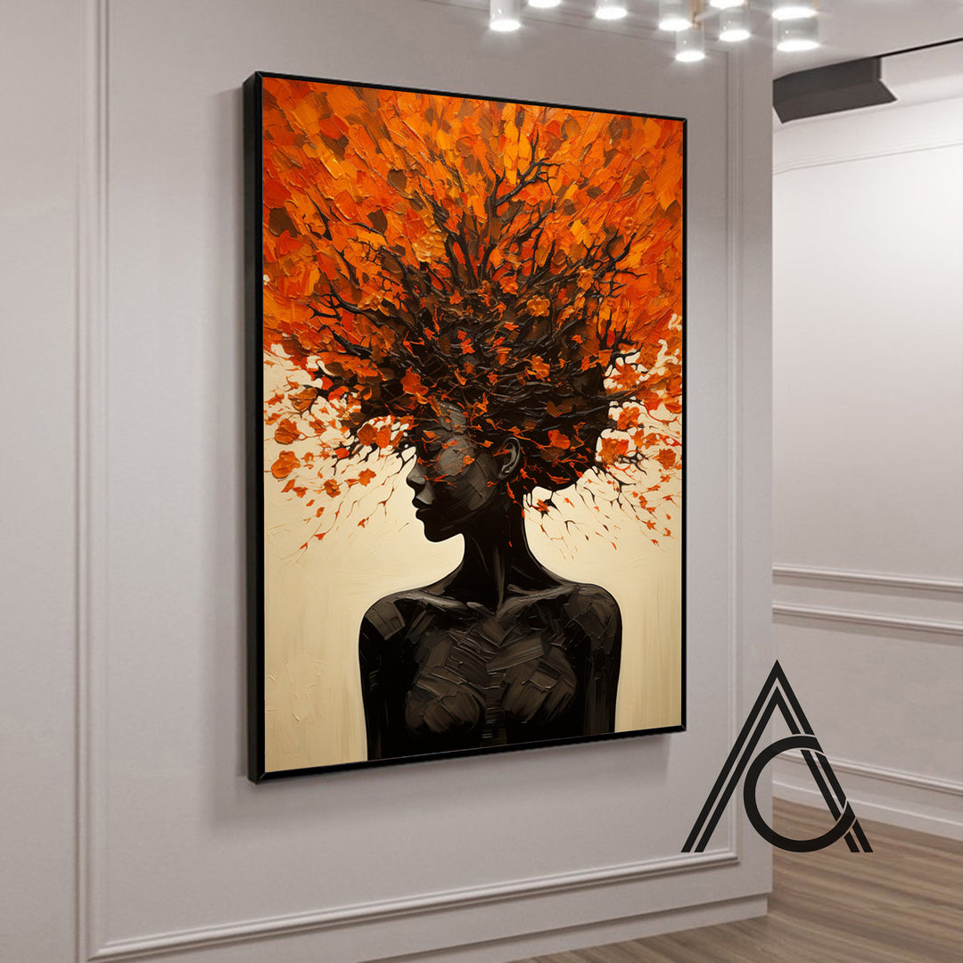 vibrant oil portrait of a woman for wall decor