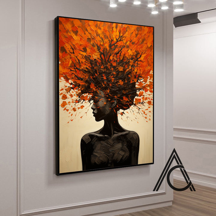 vibrant oil portrait of a woman for wall decor