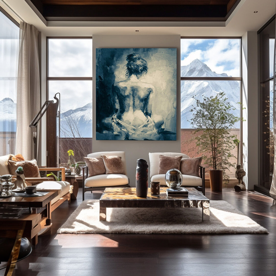 Original oil painting of a nude woman with soft brushwork