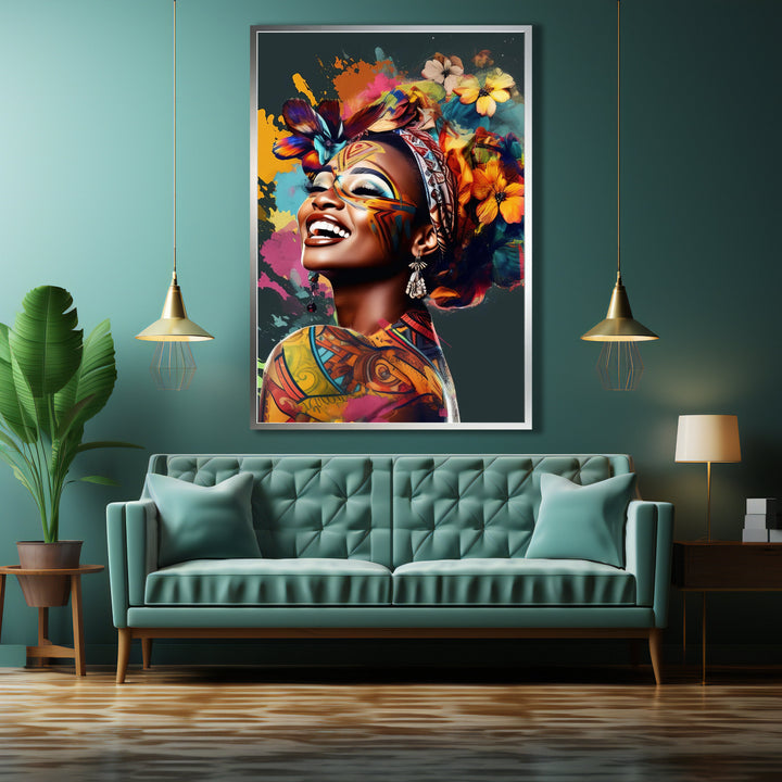 Bold ethnic art canvas print for gallery wall decor