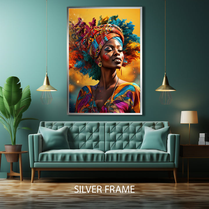 Premium wall art showing a fashionable African American woman