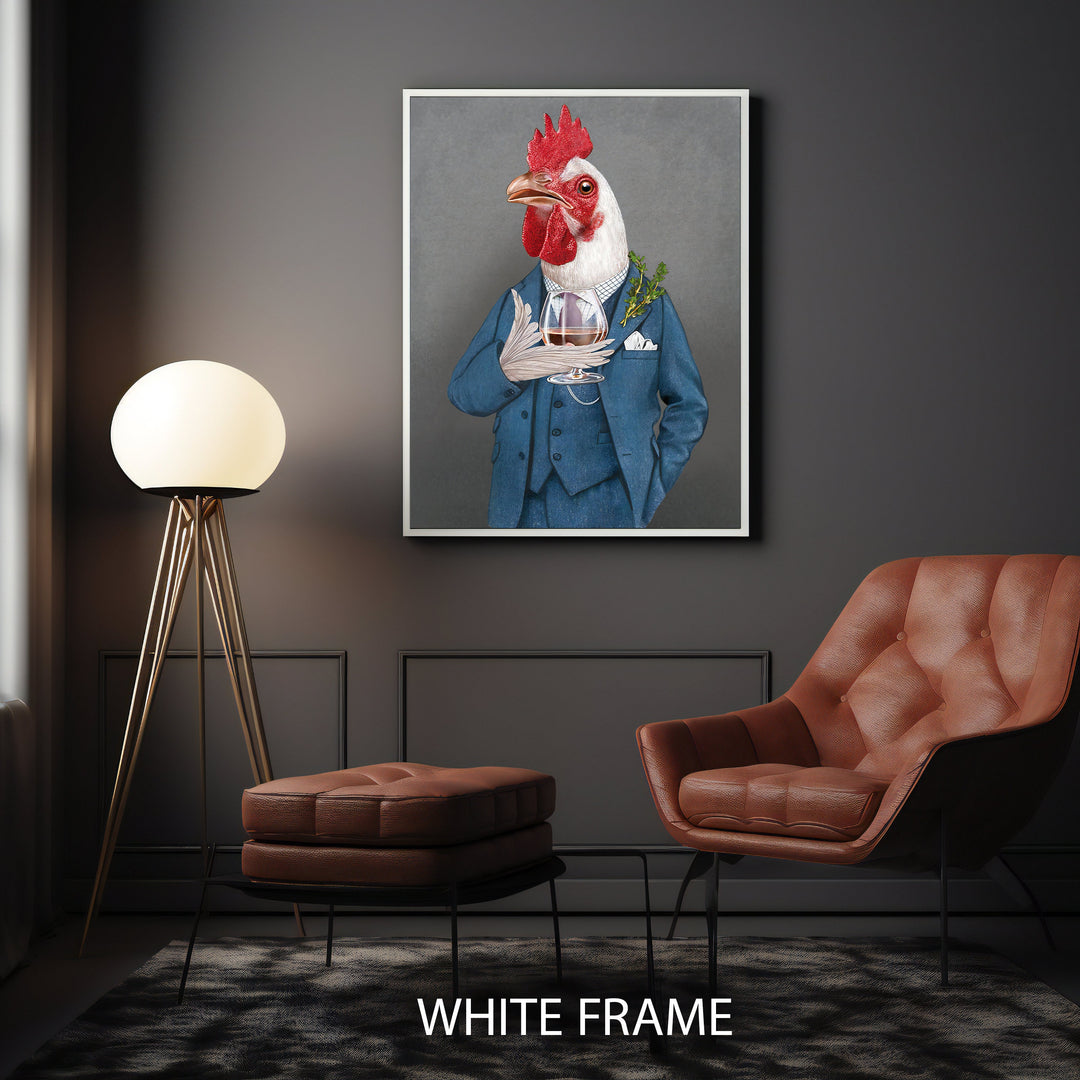 decorative rooster painting on canvas ready to hang in home
