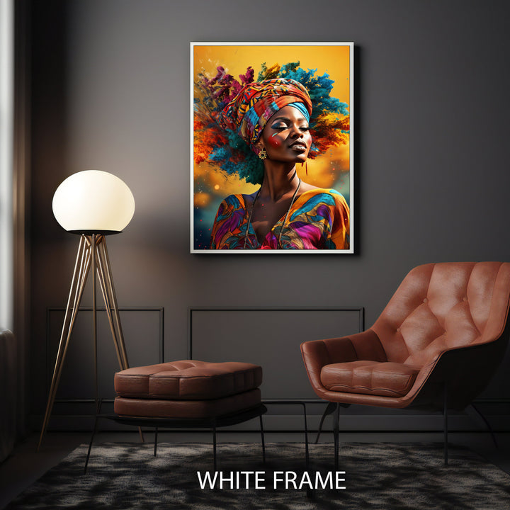 Ready-to-hang African woman wall art on premium cotton canvas