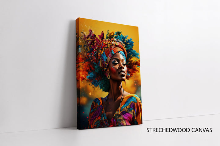 Modern pop graffiti style portrait of a stylish Black woman on canvas