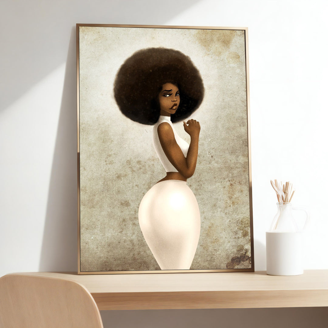 Front view of Black Princess Queen African Woman canvas wall art portrait