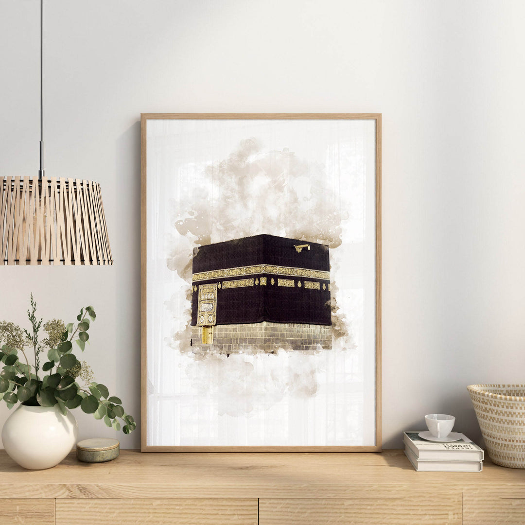 3-Piece Islamic Poster Set - Watercolor Kaaba, Aqsa, Nabawi - Islamic Wall Art Prints