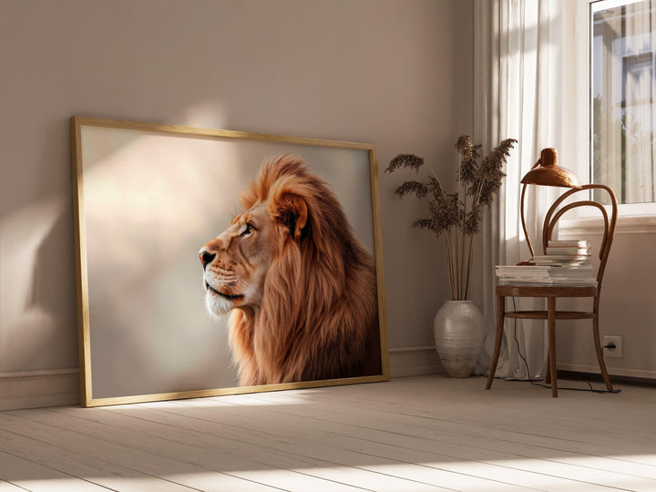 Majestic Lion Profile Canvas – Minimalist Safari Wall Art