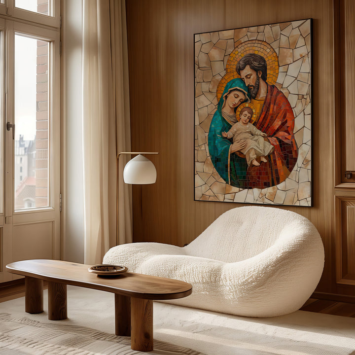 Holy Family Mosaic Painting  Christian Art for Home Decor