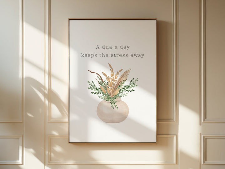 Islamic wall art with floral motifs and gold accents