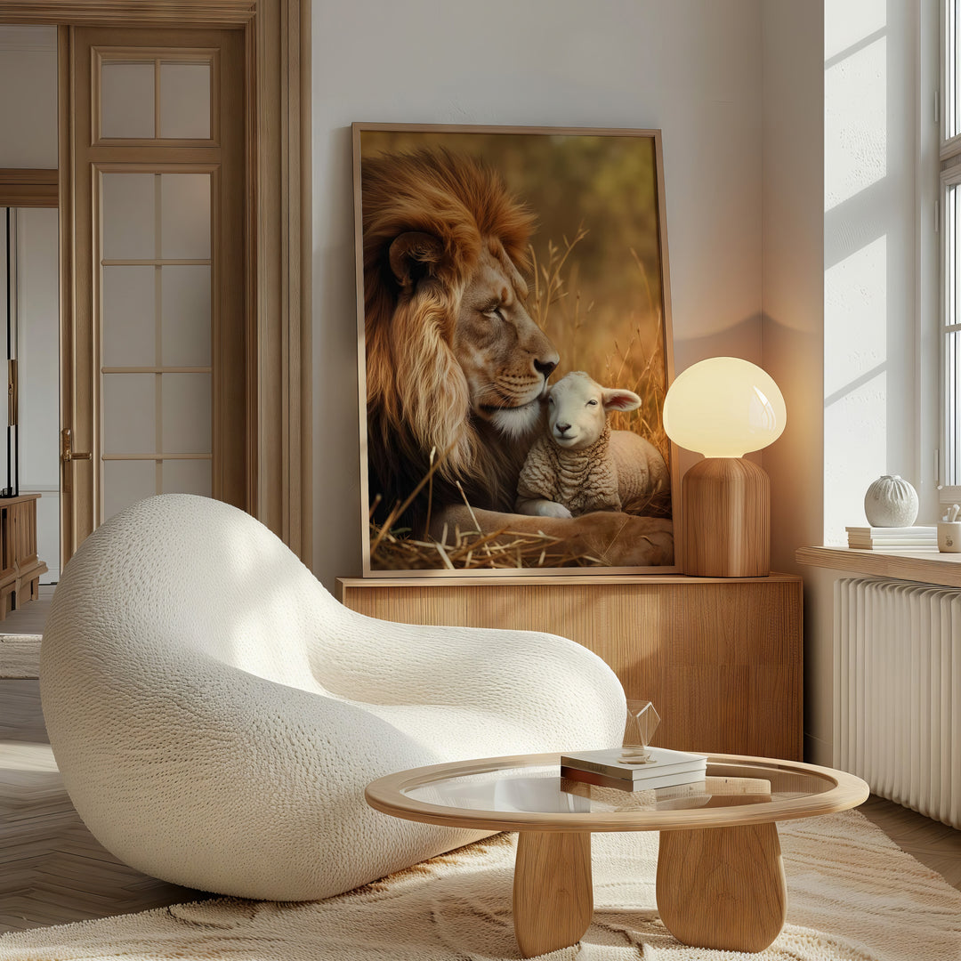 Lion and Lamb Canvas Wall Art – Protector of the Lamb Print