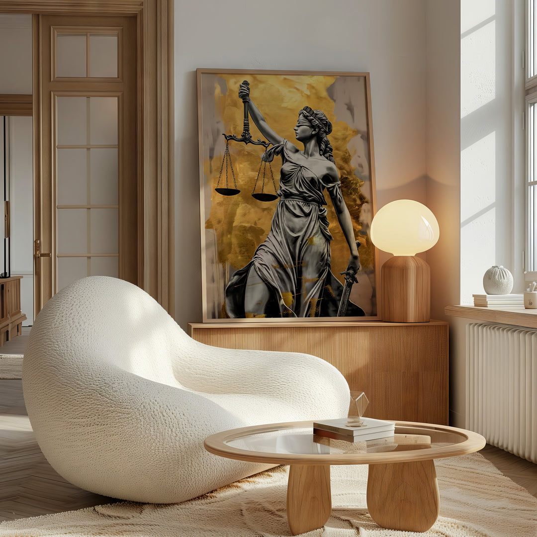 Themis Goddes of Justice Wall Art, Gavel of Justic Canvas Print