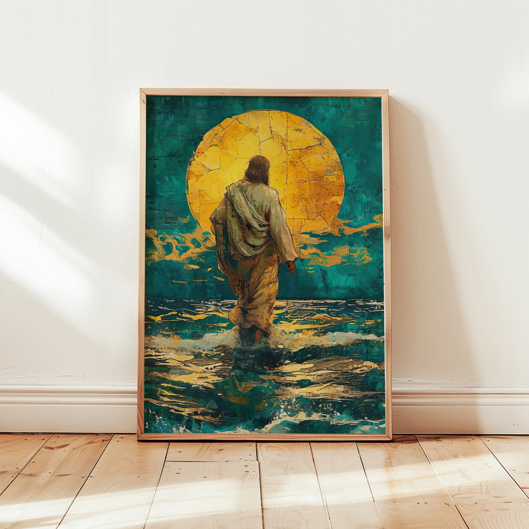 Abstract Painting of Jesus on Water