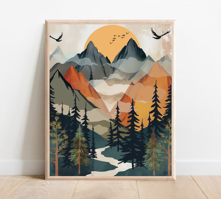 High quality archival wall art print with mountain scenery