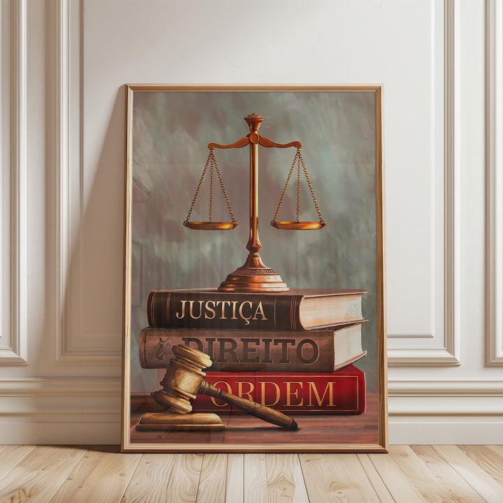 Justice Symbols Canvas Print – Law Office Wall Art with Scales