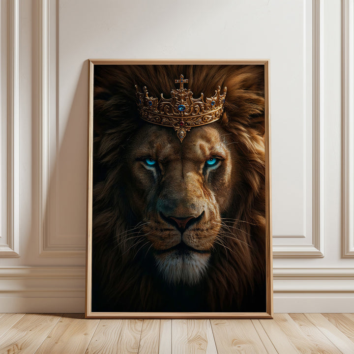 Lion Portrait With Blue Eyes