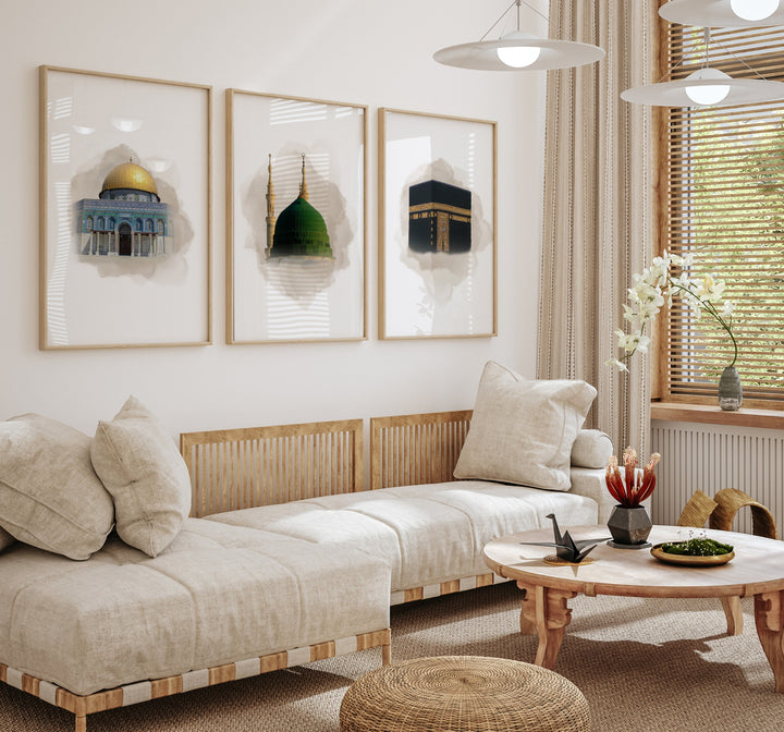 Dome of the Rock and Al-Aqsa poster with Jerusalem palette