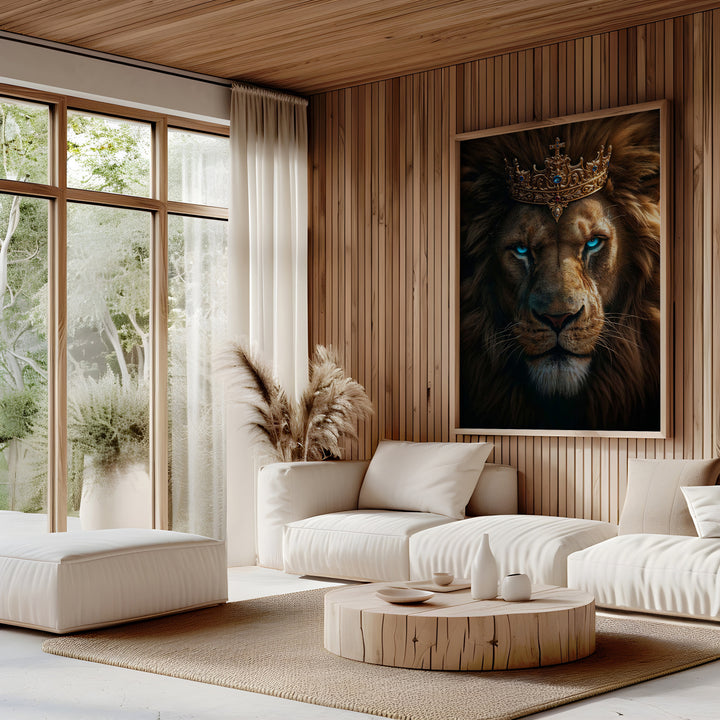 Lion Portrait With Blue Eyes