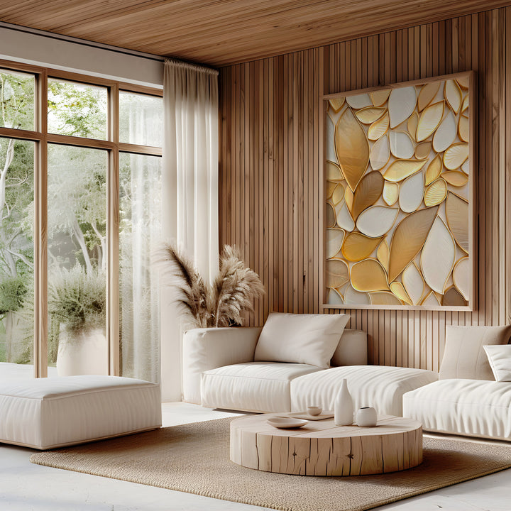 Boho Golden Leaves Canvas Wall Art