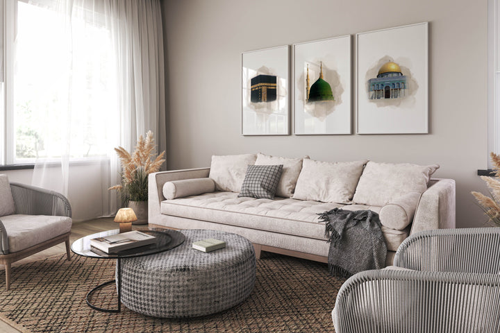 Masjid al-Nabawi poster in Medina with soft blue tones