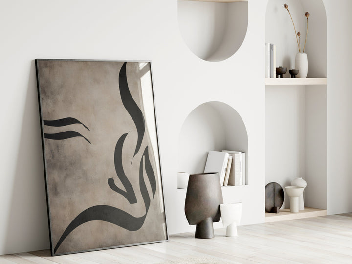 Neutral-toned giclée print on textured paper detail