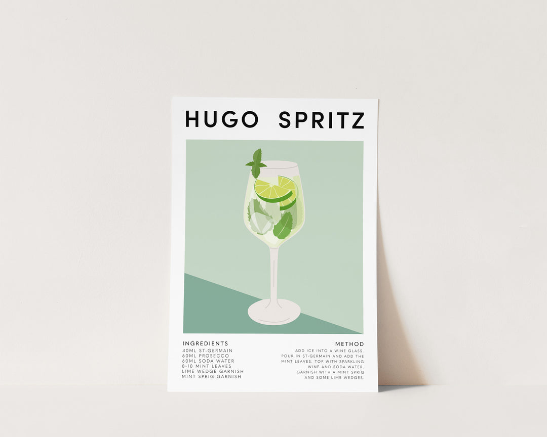 Cocktail glass illustration in Hugo Spritz wall art