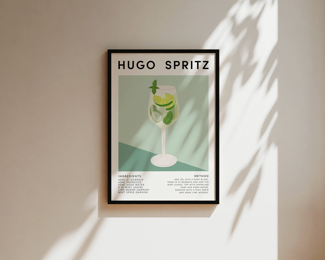 Hugo Spritz kitchen wall art with orange and blue accents