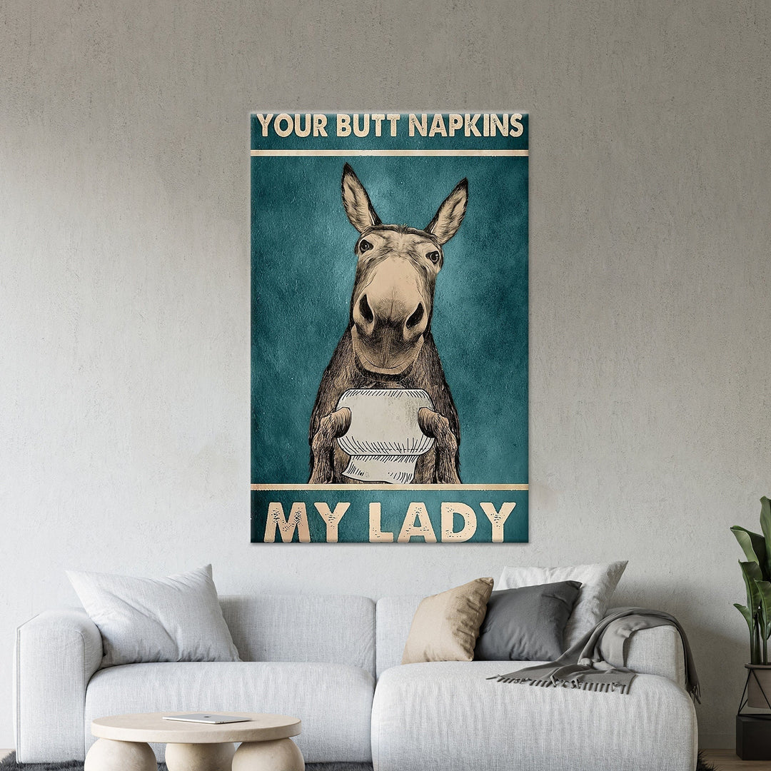 donkey canvas wall art in warm tones for bathroom decor