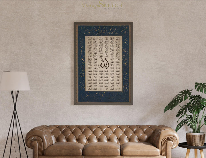 Lifestyle image displaying the art hung in a bright hallway or living space