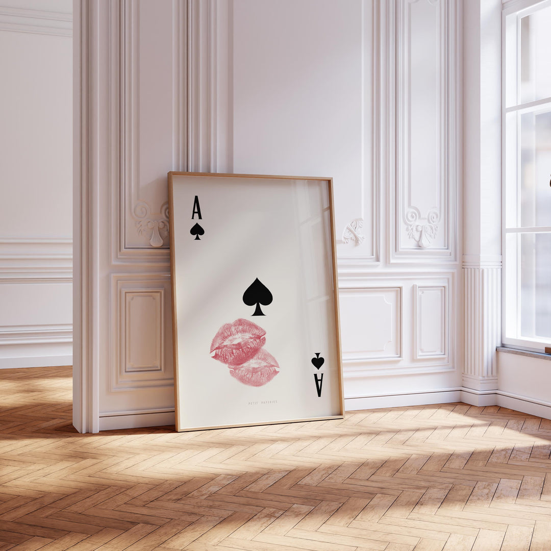 Retro femme fatale inspired wall print with kiss lips motif