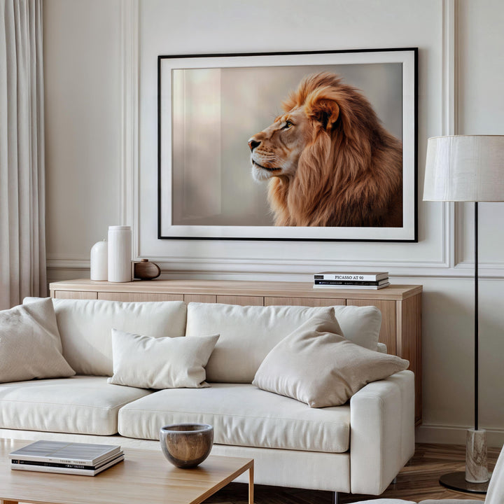 Majestic Lion Profile Canvas – Minimalist Safari Wall Art