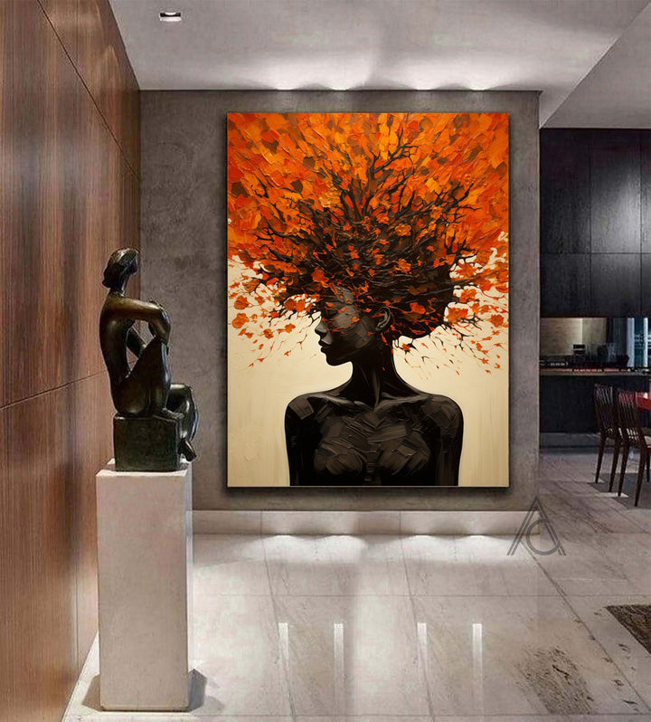 framed canvas artwork featuring a stylish woman’s face in bold colors