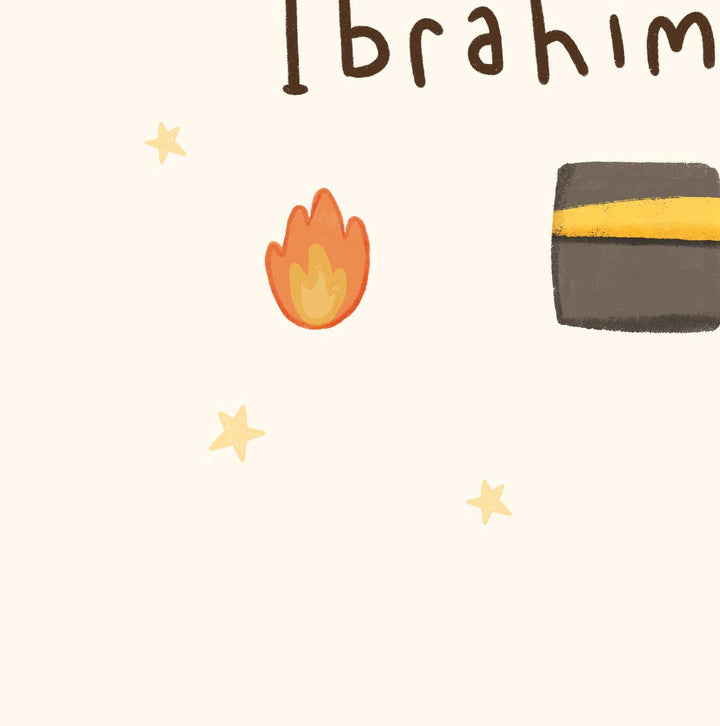 Kids room Islamic wall art Ibrahim Prophet Story design with warm colors