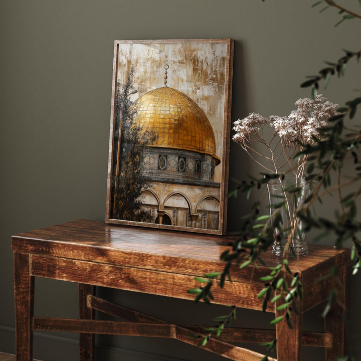 Heritage Palestine artwork Islamic wall decor with Dome of the Rock motif