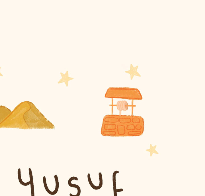 Ready-to-frame Yusuf name art print for children's bedroom