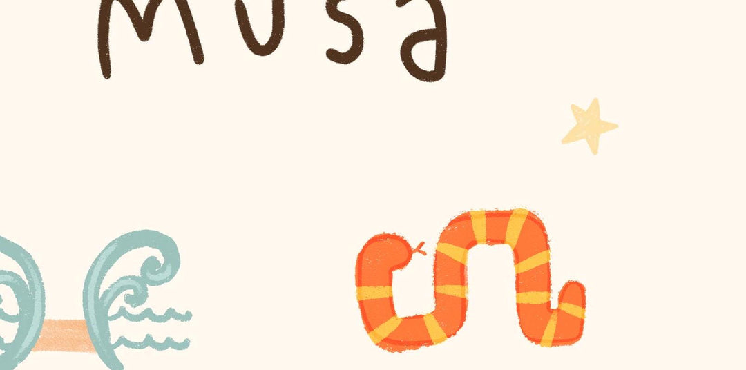 Close-up of Prophet Musa illustration on children's wall art