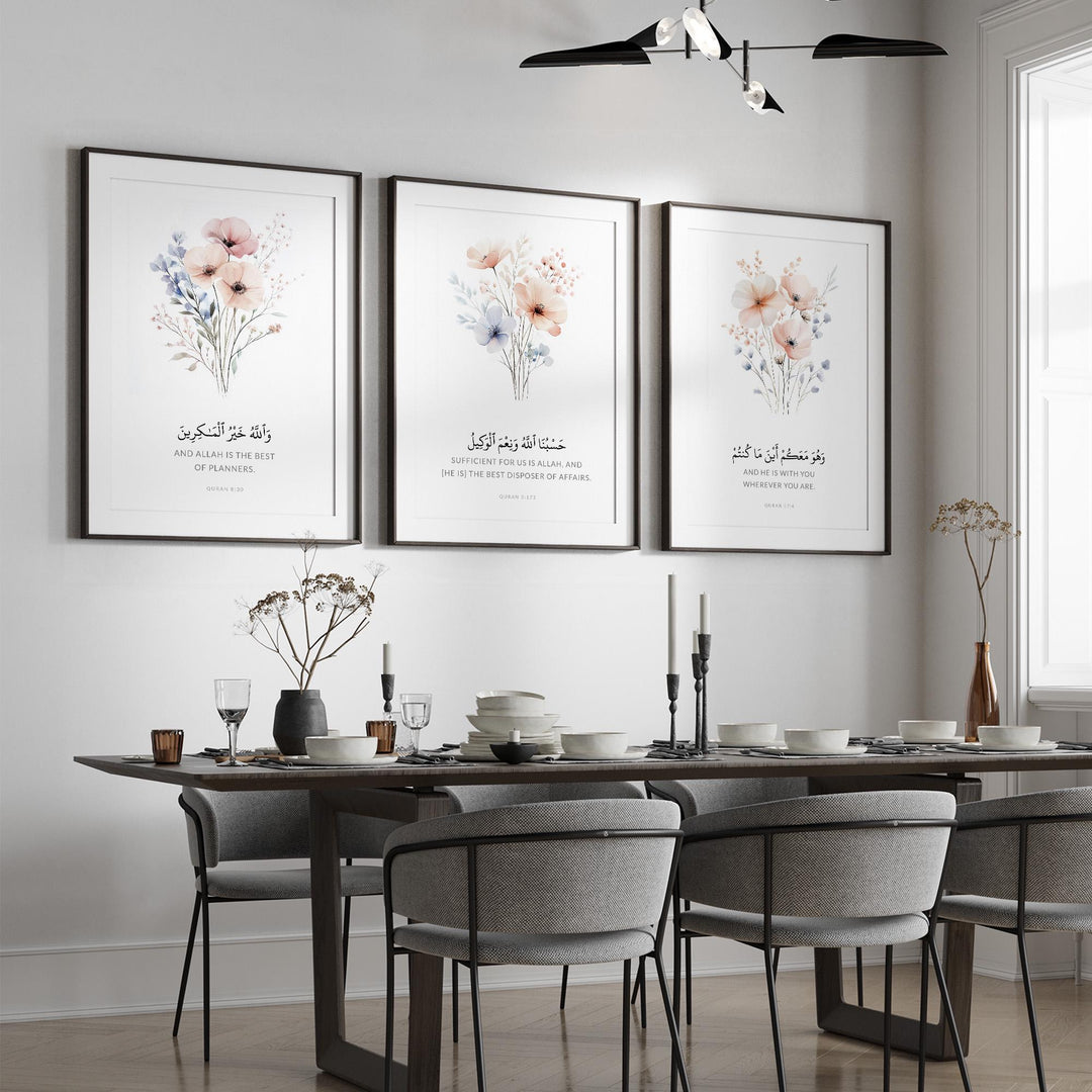 Three-panel triptych layout showing cohesive alignment