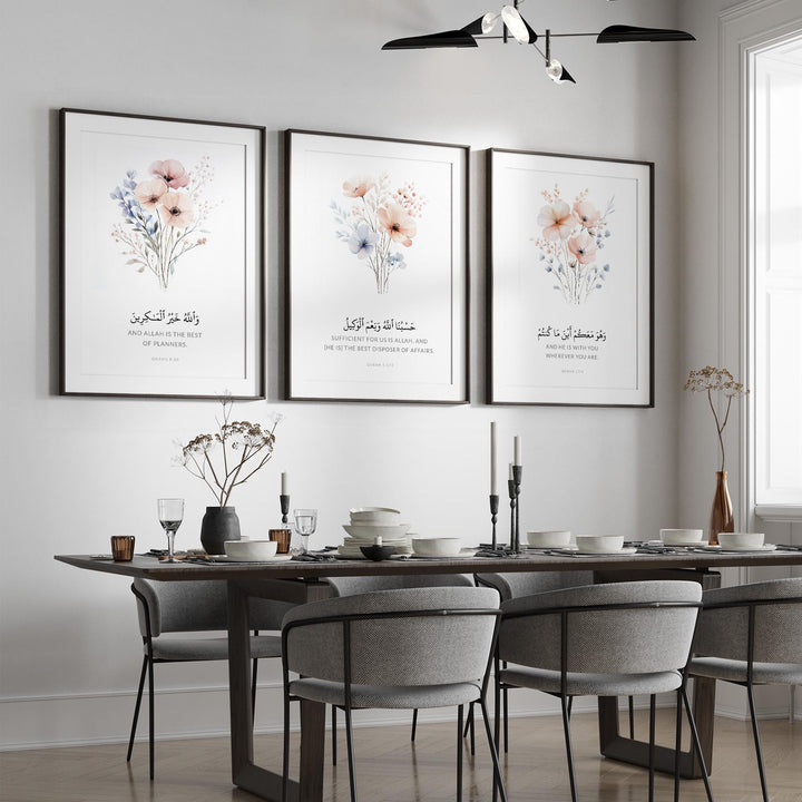 Three-panel triptych layout showing cohesive alignment