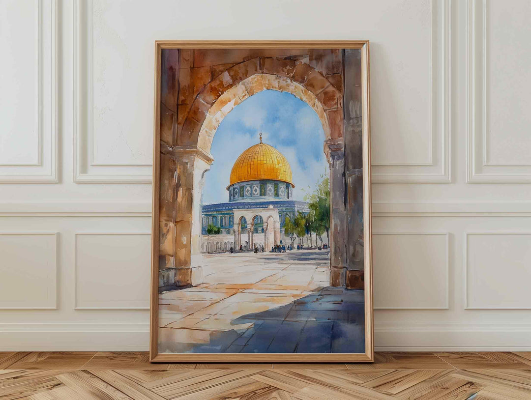 Al Aqsa Dome of the Rock Watercolor Print