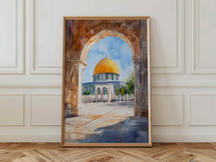 Al Aqsa Dome of the Rock Watercolor Print