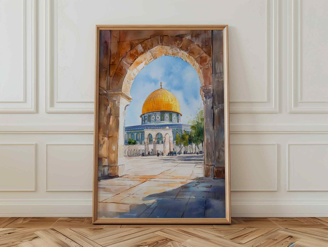 Dome of the Rock Al Aqsa watercolor wall decor