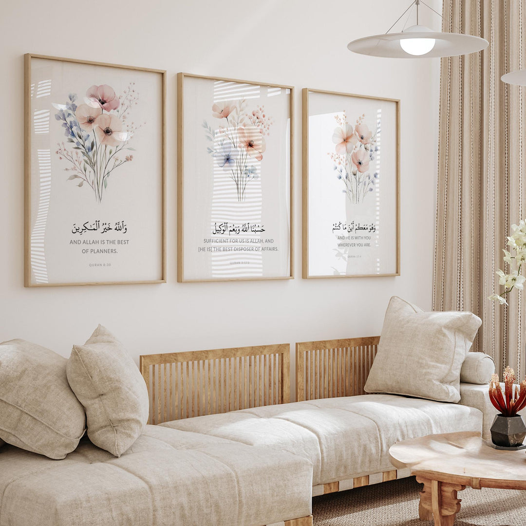 Close-up of calligraphy and intricate floral details on archival print