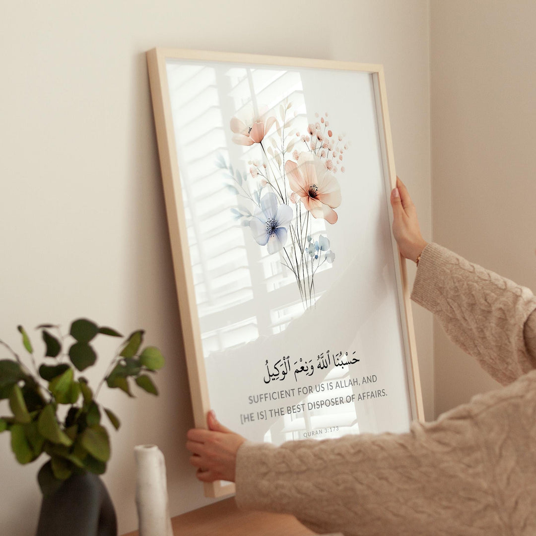 Wall art ready to frame for a serene prayer corner or study space