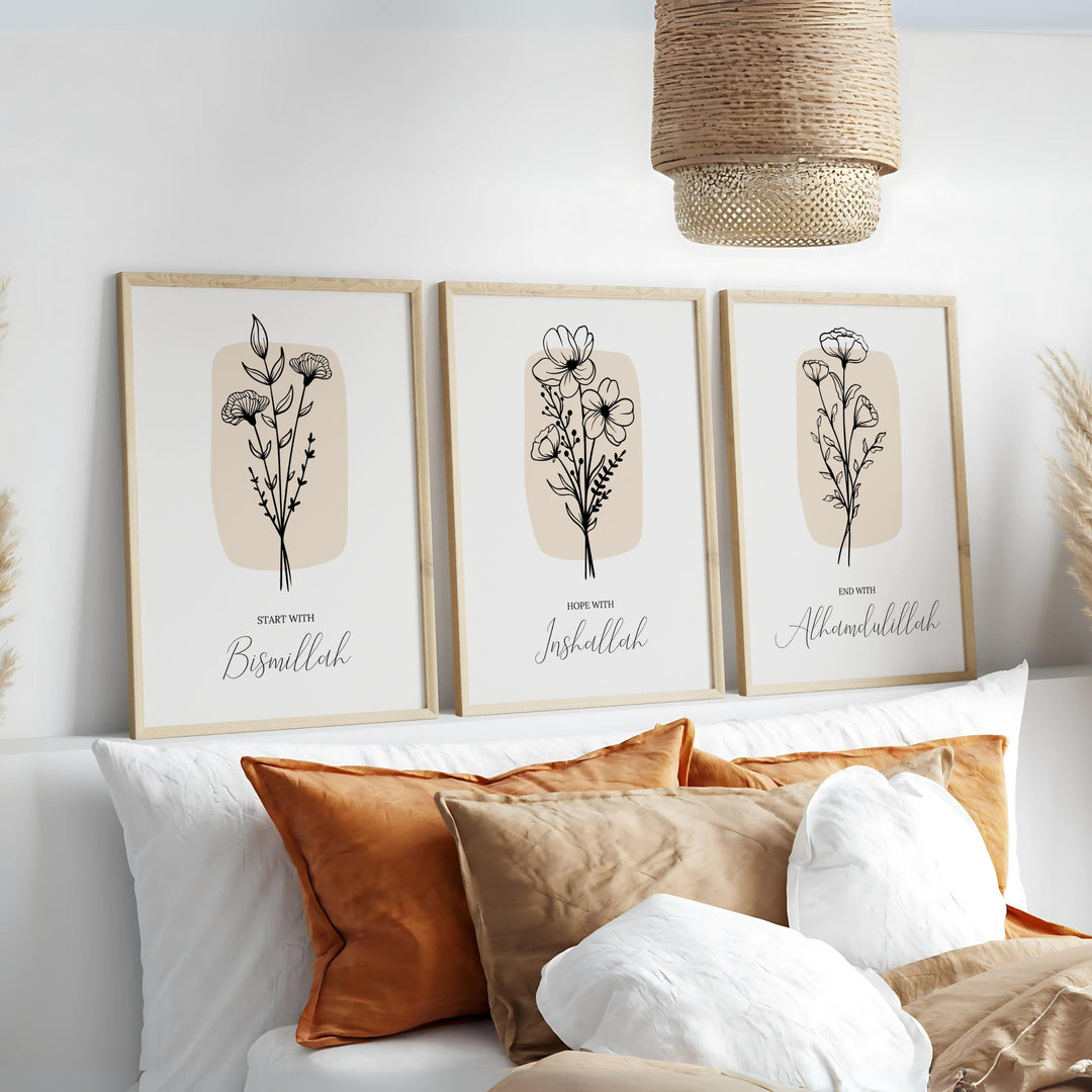 Close-up of arabesque floral details on one panel