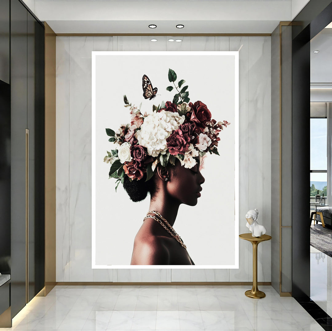Elegant feminine portrait canvas painting for living room